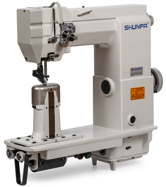Shunfa SF9920, двоголкова колонковая промислова швейна машина з потрійним роликовим транспортом матеріалу