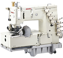 Baoyu BML-1504P, четырехигольная промышленная швейная машина цепного стежка с задним роликом, для пришивания поясов