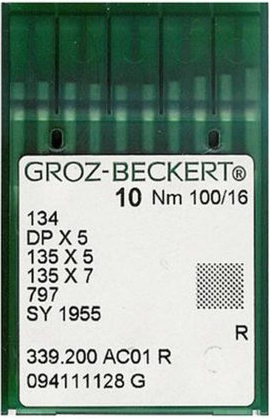 Groz-Beckert DPx5, универсальные иглы швейных машин челночного стежка, для средних и тяжелых тканей