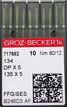 Groz-Beckert DPx5 SES, трикотажные иглы для швейных машин челночного стежка, для средних и тяжелых тканей