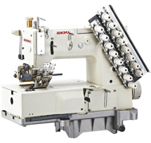 Baoyu BML-1408PL, восьмиигольная промышленная швейная машина цепного стежка с задним роликом и окантователями, для настрачивания лампасов