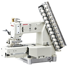 Baoyu BML-4412P, двенадцатиигольная промышленная швейная машина цепного стежка с задним роликом и цилиндрической рукавной платформой, для пришивания поясов
