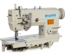 Shunfa SF845-M, двухигольная швейная машина с функцией отключения игл, для легких и средних тканей