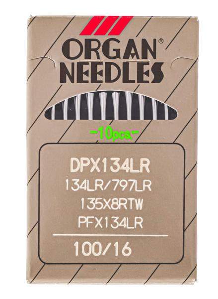 Organ PFx134 LR, голки для шкіри з правою заточкою, для швейних машин човникового стібка