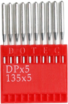 Dotec DPx5, универсальные иглы для швейных машин челночного стежка, для средних и тяжелых тканей