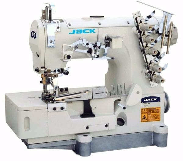 Jack JK-8569ADI-02BB, промислова розпошивальна машина з вбудованим сервомотором і врізним окантовувачем