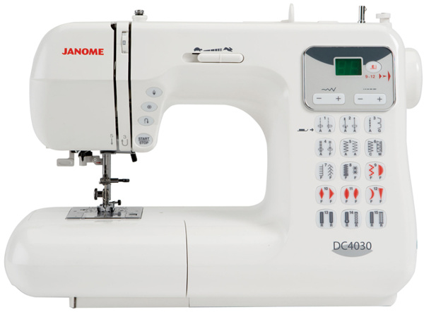 Janome DC 4030, комп'ютерна побутова швейна машина з LED дисплеєм, 6 шаблонів петель, 30 швейних операцій