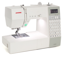 Janome DC 6030, комп'ютерна побутова швейна машина з LCD дисплеєм і автоматичною обрізкою нитки, 4 шаблона петель, 30 швейних операцій