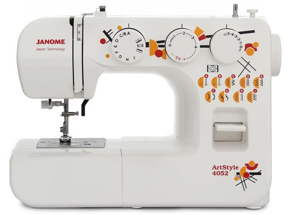 Janome ArtStyle 4052, швейна машина з вертикальним човником і напівавтоматичною петлею, 22 строчки з плавним регулюванням довжини стібка і ширини зигзага