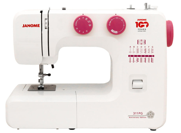 Janome 311PG, електромеханічна швейна машина з вертикальним човником, 15 видів строчок