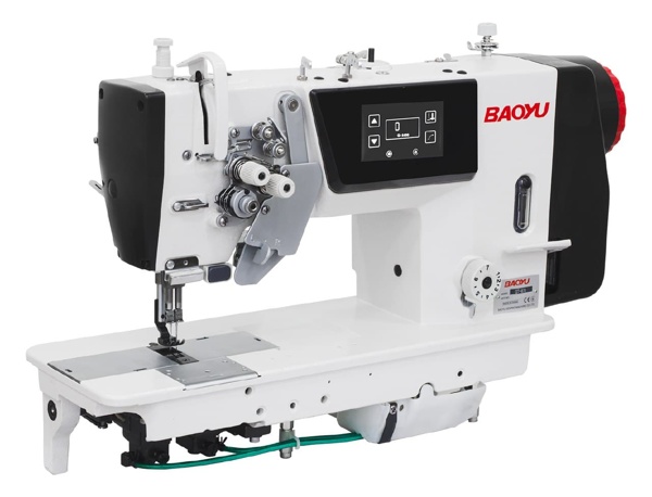 Baoyu GT-875D, двоголкова промислова швейна машина човникового стібка з функцією відключення голок, для середніх і важких матеріалів