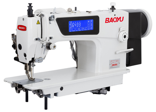Baoyu GT-303-D4, комп'ютерна промислова швейна машина з вбудованим енергозберігаючим сервомотором, сенсорним дисплеєм і подвійним транспортом матеріалу