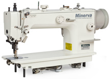 Minerva M0202JD, промышленная швейная машина с экономичным встроенным сервомотором, регуляторами перетопа и тройным транспортом материала 