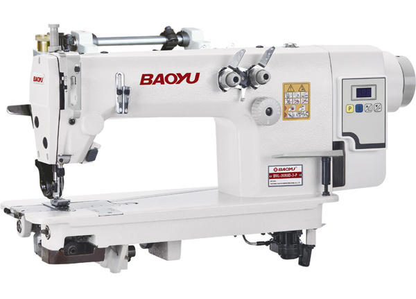 Baoyu BML-20058D-3P, трьохголкова швейна машина ланцюгового стібка з вбудованим економічним сервомотором і заднім роликом, тандемне розташування голок