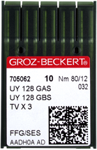 Groz-Beckert UYx128 GAS голки для промислових розпошивальних машин, в упаковці 10 шт